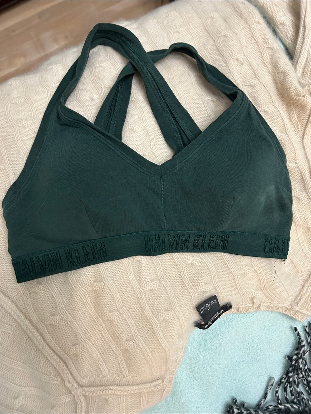 Calvin Klein Deep Forest Green Wireless Bralette small s a b c cup